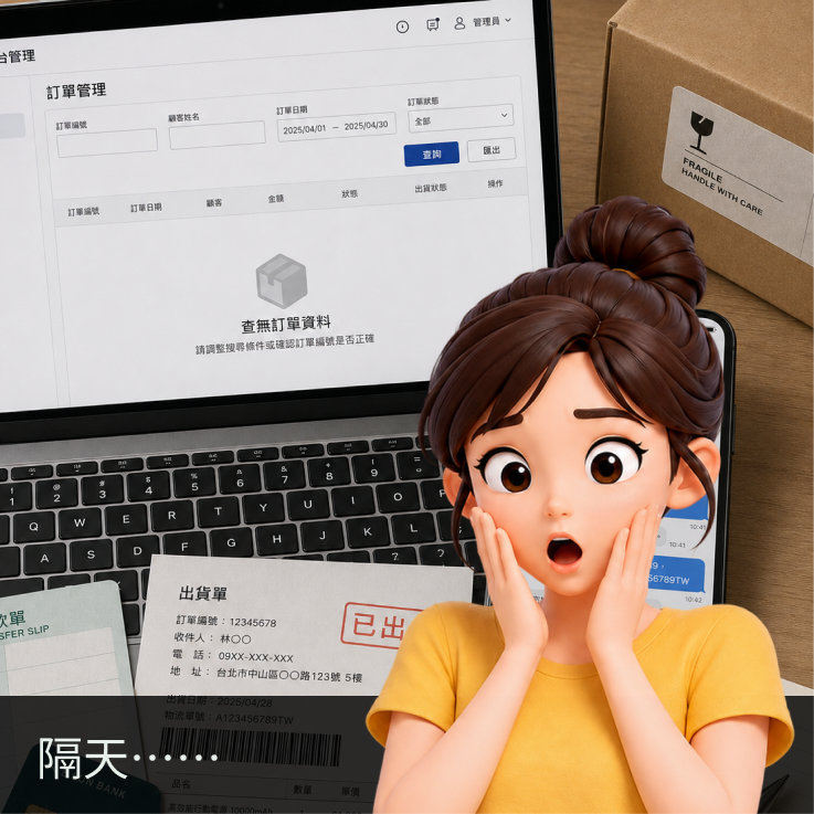 賣家後台查無此筆訂單，貨已寄出