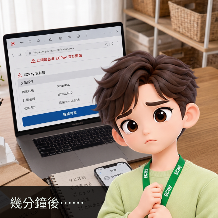 消費者發現網址不是 ecpay.com.tw，信用卡已被盜刷